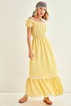 Kleid - Gelb - Gerüschter Saum