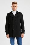 Coat - Black - Double-breasted