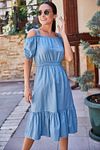 Kleid - Blau - Smock-Kleid