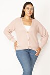 Plus Size Cardigan - Pink - Fitted