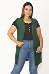 Plus Size Vest - Green - Double-breasted