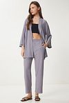 Women's Stone Gray Kimono Pants Knitted Set BY00050