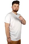Erkek Beyaz Büyük Beden V Yaka Basic Tshirt  20032