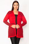 Plus Size Cardigan - Red - Fitted