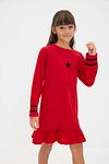 Kleid - Rot - Gerüschter Saum