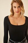 Bluse - Schwarz - Figurbetont