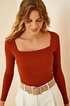 Bluse - Orange - Figurbetont