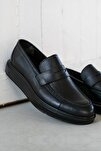 Erkek Siyah Hakiki Deri  Loafer Ayakkabı