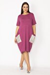 Plus Size Dress - Purple - Ruffle hem