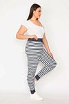Plus Size Leggings - Navy blue - High Waist
