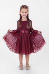 Kleid - Bordeaux - Gerüschter Saum
