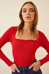 Bluse - Rot - Figurbetont