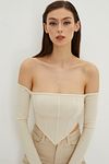 Bluse - Beige - Figurbetont