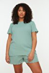 Große Größen in Pyjama-Set - Grün - Unifarben