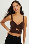 Bluse - Braun - Figurbetont