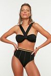 Bikini-Hose - Schwarz - Gestreift