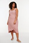 Plus Size Dress - Pink - Wrapover