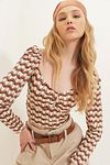 Bluse - Beige - Figurbetont