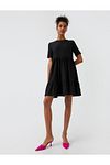 Kleid - Schwarz - Gerüschter Saum