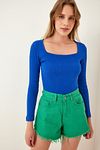 Bluse - Blau - Figurbetont