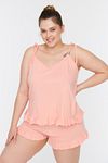 Große Größen in Pyjama-Set - Rosa - Unifarben