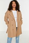 Plus Size Trench Coat - Beige - Double-breasted