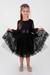 Kleid - Schwarz - Gerüschter Saum
