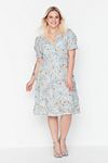 Plus Size Dress - Blue - A-line