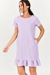 Kleid - Lila - Gerüschter Saum