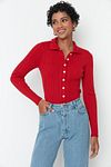 Strickjacke - Rot - Slim Fit