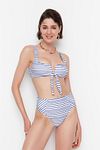 Bikini-Hose - Dunkelblau - Gestreift