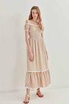 Kleid - Braun - Gerüschter Saum