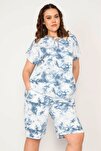 Plus Size Pajama Set - Multi-color - Batik print