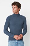 Sweater - Navy blue - Fitted