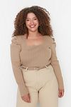 Große Größen in Bluse - Beige - Slim Fit