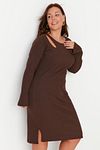 Plus Size Dress - Brown - Shift