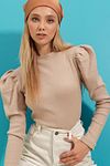 Blouse - Beige - Fitted