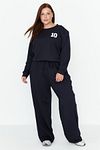 Große Größen in Sweathose - Dunkelblau - Wide Leg