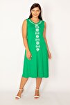 Plus Size Dress - Green - A-line
