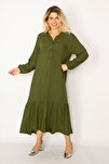 Plus Size Dress - Green - Ruffle hem