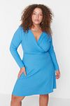 Große Größen in Kleid - Blau - Skater