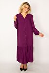 Plus Size Dress - Purple - Ruffle hem