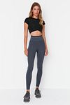 Sport-Leggings - Grau - Hoher Bund