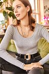 Bluse - Grau - Figurbetont