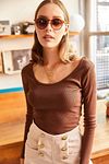 Blouse - Brown - Fitted