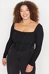Plus Size Blouse - Black - Fitted