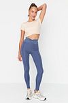 Sport-Leggings - Blau - Hoher Bund