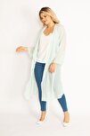 Plus Size Cardigan - Green - Fitted