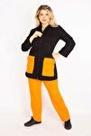 Plus Size Sweatsuit Set - Orange - Relaxed fit
