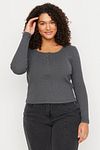 Plus Size Blouse - Gray - Regular fit